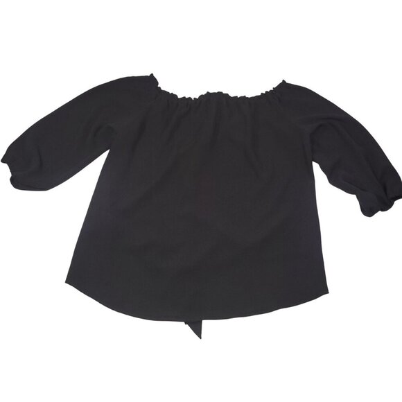 Veronica M. Black Off-Shoulder Blouse With Front Tie Detail 3/4 Sleeves Size M - Picture 7 of 8